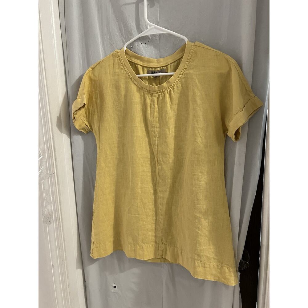 Flax Yellow Linen Top Sz P/S